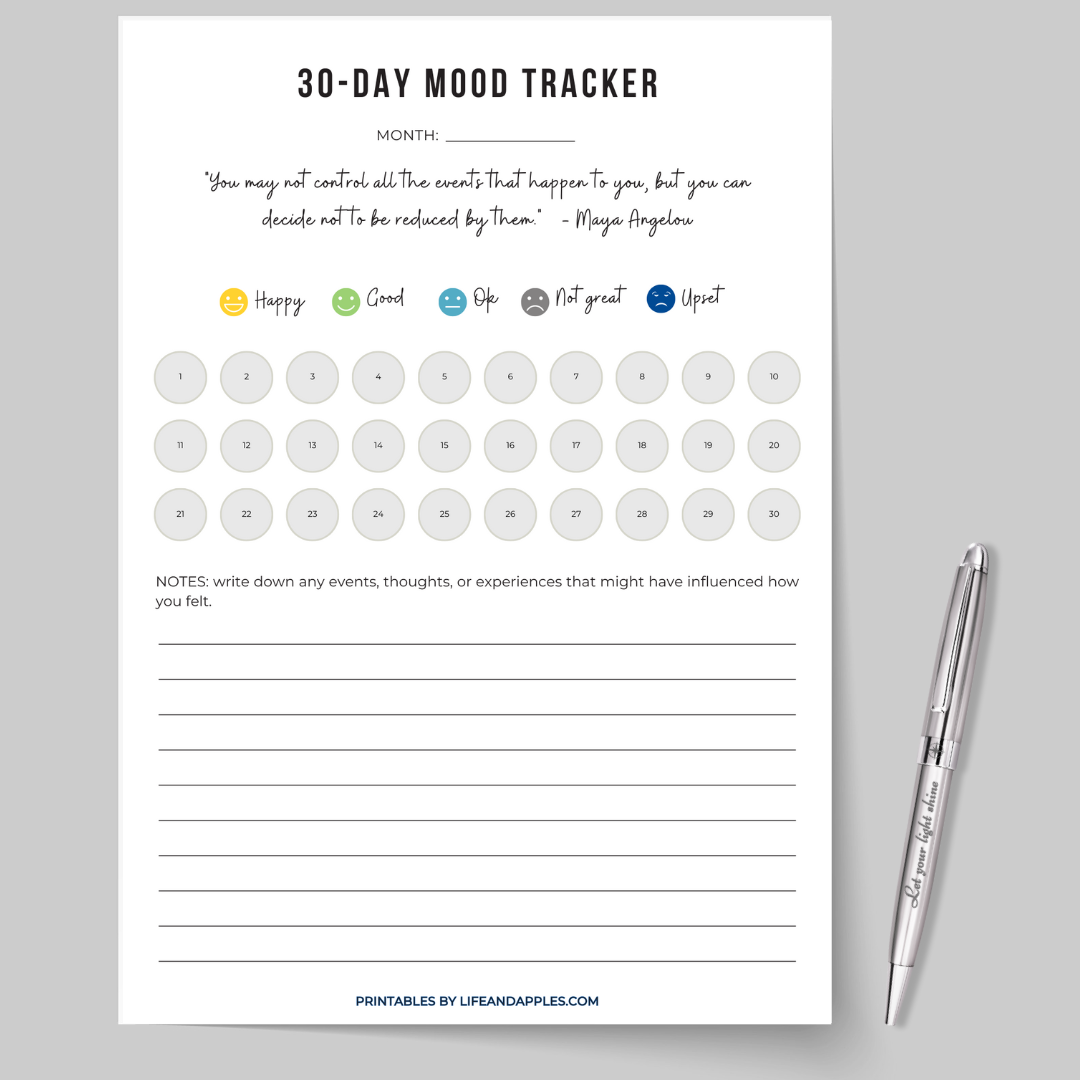 free mood tracker life & apples printable