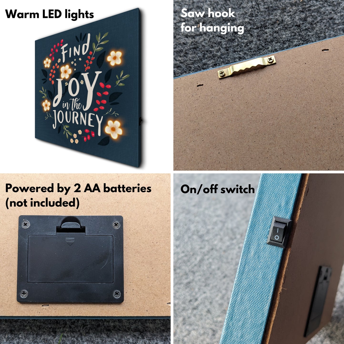 Lighted Inspirational Wall Art - Find Joy in the Journey - Life & Apples