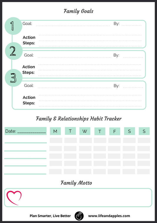 Family Goals Printable