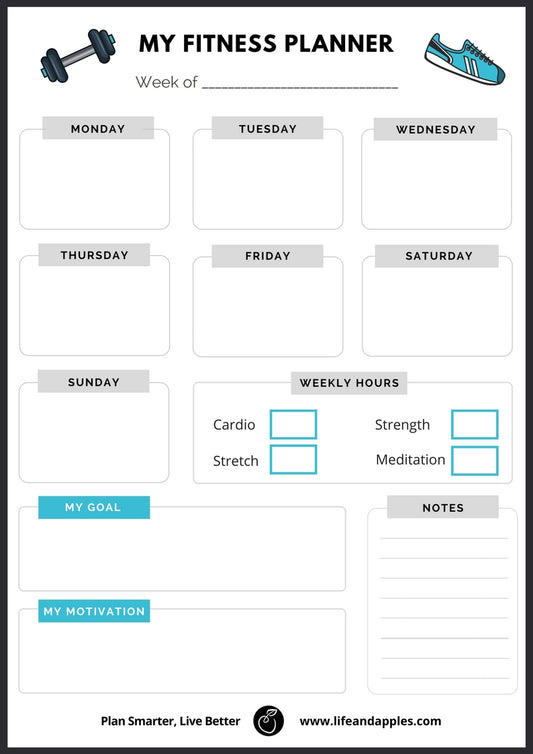 fitness planner printable free | Life & Apples