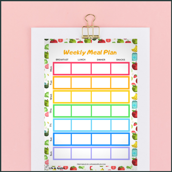 life and apples meal planner printable free