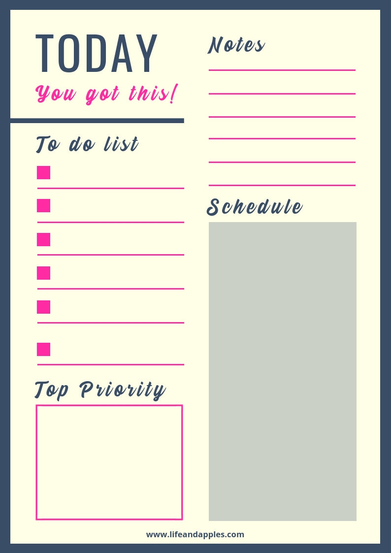 productivity planner free printable_life and apples
