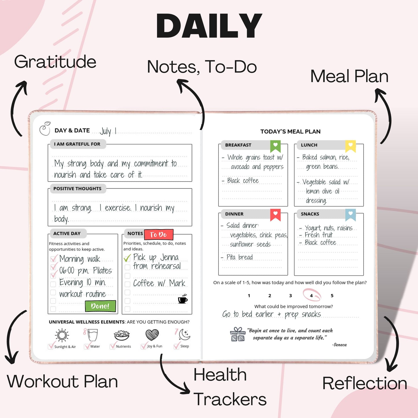 Wellness Planner and Pen Set