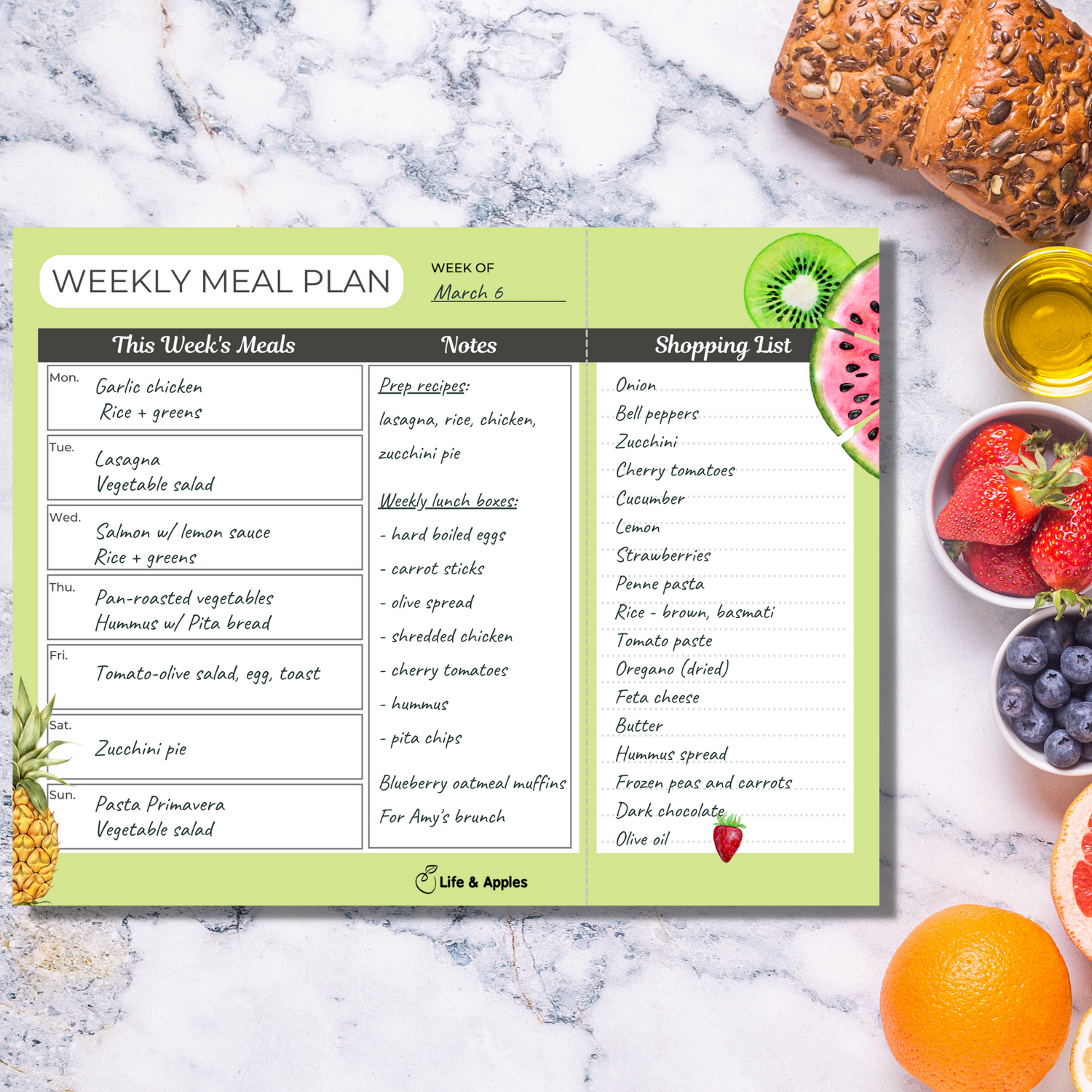 Meal Planning Pad - Life & Apples